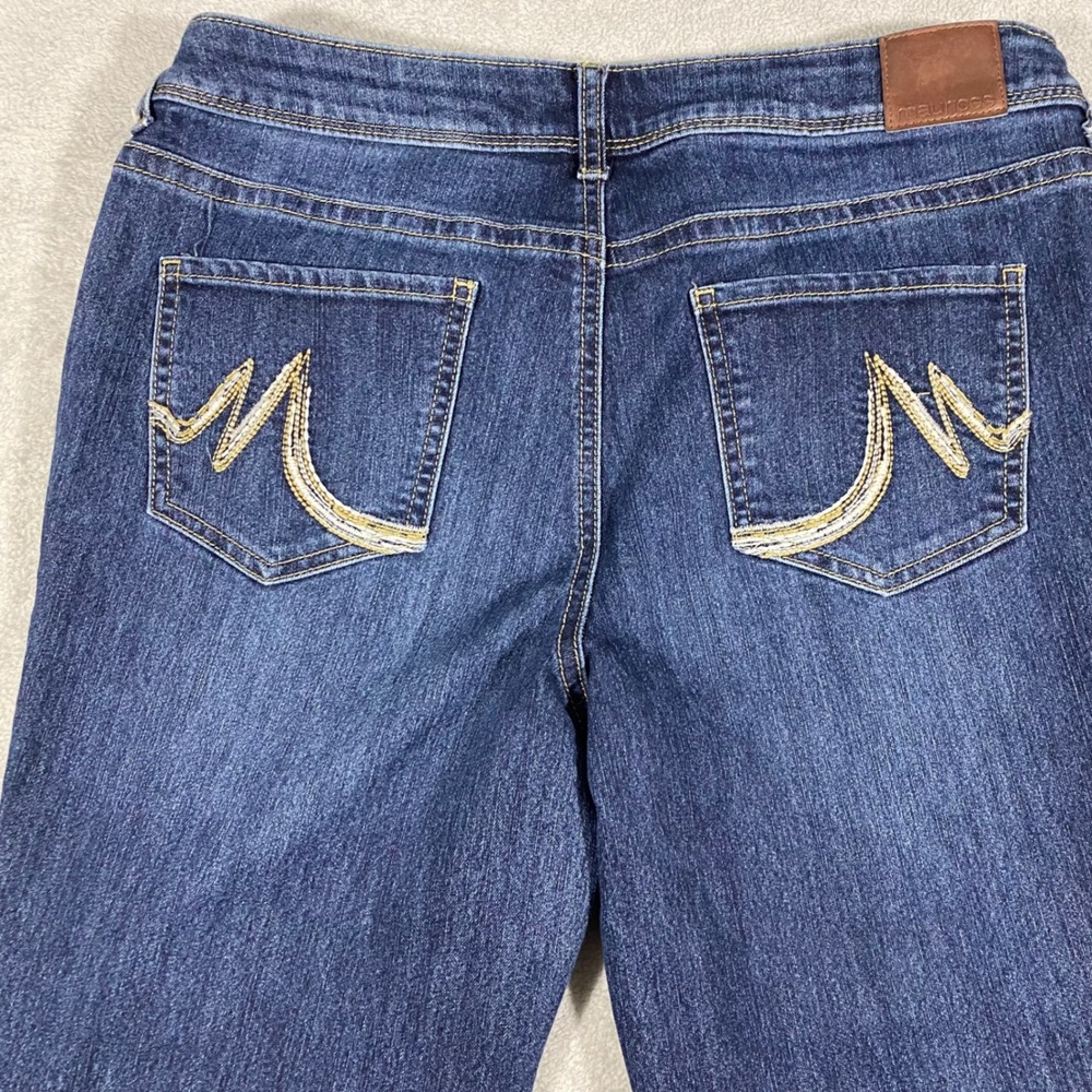 Maurices Bootcut Jeans Women 12 Dark Wash Embroidered Pockets Mid Rise Denim‎ - Picture 12 of 16